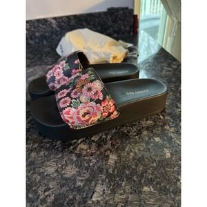 Johnny Was $148 Pool Blum Embroidered Platform Slide Sandals Dust Bag  10 NWT